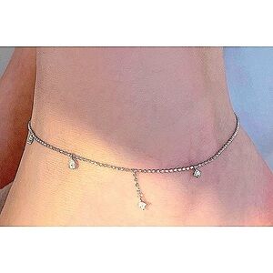 Star‎ Anklet Simulated Diamond 925 Sterling Silver, 42+8cm Adjustable